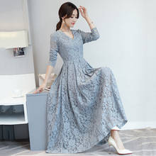 Spring New V-neck Lace Dress Cotton Elegant Women's 2020 Temperament Casual Dress Women Mid-waist Slim Lace Vestidos Mujer Q153 2024 - buy cheap