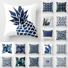 NEW Deep Blue Nordic Geometry Pillowcase Polyester Modern Fashion Sofa Cushion Covers Livingoom Decorative Throw Pillows Cover 2024 - buy cheap