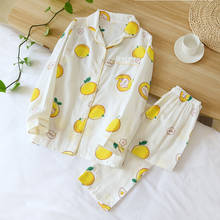 Female Spring Pajamas Cotton Gauze Long Sleeve Pajama Set Women Cartoon Print Lovely Lounge Wear Two Piece Sleepwear Set Pijamas 2024 - buy cheap