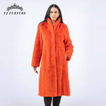 Chaqueta larga de piel de visón natural para mujer, abrigo sencillo de color rojo Coral, a la moda, para invierno y primavera, MKW-388, novedad de 2020 2024 - compra barato