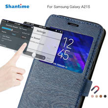 Funda de teléfono de cuero PU para Samsung Galaxy A21S, funda con tapa para Galaxy A21S, carcasa trasera de silicona TPU suave con ventana de visualización 2024 - compra barato