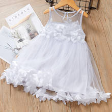 Lace flower petal vest sleeveless mesh dress dress baby girl dress sweet princess summer new pettiskirt girl 2024 - buy cheap
