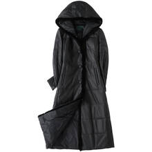 Women Down Jackets Real Sheepskin Coat Long Winter Warm Genuine Leather Jacket Hooded Mink Fur Trim manteau femme 18399B 2024 - buy cheap