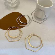 Flashbuy-pendientes de aro geométricos de diseño único para mujer, aretes redondos de círculo hueco, joyería minimalista 2024 - compra barato