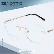 ZENOTTIC-gafas sin montura de titanio puro para hombre y mujer, lentes ópticas de marca de lujo, montura redonda ultraligera para Miopía 2024 - compra barato