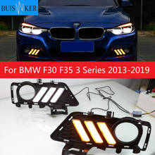 For BMW F30 F35 3 Series 2013-2019 Daytime running lights LED DRL Fog lamp driving lights with Yellow Turn Signal Function Relay 2024 - buy cheap