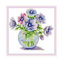 Poppy Flower Vase 2 Cross Stitch Embroidery Kits  DMC Cotton Thread Painting DIY Needlework 14CT 11CT Counted Printed Fabric Kit 2024 - buy cheap