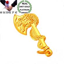 OMHXFC Wholesale European Fashion Woman Man Unisex Party Birthday Wedding Gift Dragon Hatchet 24KT Real Gold Charm Pendant PN151 2024 - buy cheap