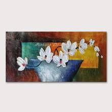 Mintura Wall Picture for Living Room Oil Paintings on Canvas Hand Painted Simple White Bottle Flowers Morden Wall Art  No Framed 2024 - buy cheap