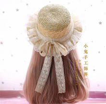 Mori Girl-sombreros de paja para mujer, sombrero de paja para playa, estilo japonés Lolita Kawaii, Princesa, lazo de encaje, B476 2024 - compra barato