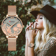 Curren relógio de pulso de aço inoxidável, relógio de marca de luxo feminino elegante de quartzo com rosa 2024 - compre barato