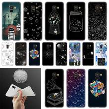 Luna espacial astronauta negro teléfono blanco funda para Samsung Galaxy A10 A20 A30 A40 A50 A60 A70 A6 A8 más A7 A9 2018 A3 A5 2017 suave 2024 - compra barato