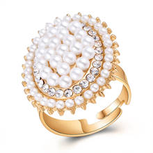Модные женские кольца золотого и серебряного цвета, изящное регулируемое кольцо, Изящные Ювелирные украшения для женщин, вечерние, элегантные жемчужные аксессуары 2024 - купить недорого