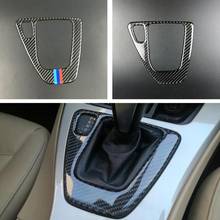 1 Uds coche nuevo Panel de cambio de marchas mando cubierta calcomanía fibra de carbono Auto de Panel para caja de cambio de cubierta para BMW E90 E92 E93 Interior 2024 - compra barato