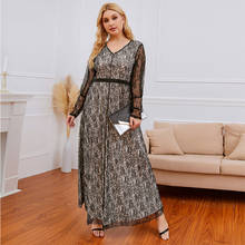 Spring Summer 2021 Women Fashion Dress Female V Neck Hollow Out Long Sleeve Lace Party Dress Plus Size Maxi Long Dresses 2024 - buy cheap