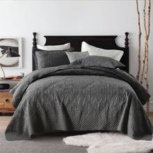 Chaussub colcha na cama conjunto de colcha 3 pçs cobertor duplo em relevo capa de cama sólida rei rainha tamanho cinza 2024 - compre barato