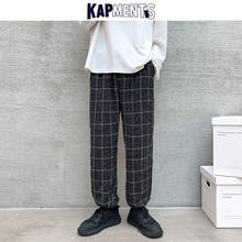 KAPMENTS Men Harajuku Plaid Pants Streetwear Sweatpants 2022 Spring Mens Fashions Black Cargo Joggers Male Oversized Trousers 2024 - buy cheap