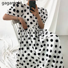 Женское шифоновое платье макси Gaganight, свободное платье в горошек с круглым вырезом и коротким рукавом, летнее платье с открытой спиной 2024 - купить недорого