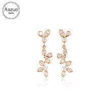Aazuo 100% 18K Rose Gold Real Diamonds Classic Flower Drop Earring For Woman Wedding Engagement Party Au750 2024 - buy cheap