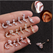 New Hot 1Pc Cz Plant Leaf Flower Leaf Cartilage Earring Tragus Stud Conch Rook Helix Ear Piercing Jewelry 2024 - buy cheap