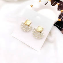Корейские модные жемчужные серьги-гвоздики для женщин, свадебная бижутерия, подарок для девушки, темпераментные элегантные Подвесные серьги 2024 - купить недорого