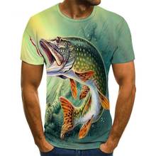 Novo verão 3d impresso peixe padrão masculino e feminino casual camiseta tendência da moda juventude legal masculino camiseta hip hop manga curta 2024 - compre barato
