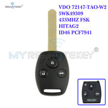 Remtekey for Honda Accord VDO 72147-TAO-W2 433Mhz HON66 3 button remote head key 2008 2009 2010 2011 2024 - buy cheap