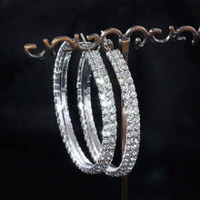 Brincos de argola grandes brilhantes para mulheres, bijuterias de casamento, cor dourada com diamantes 2024 - compre barato