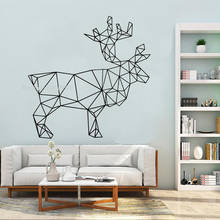 Big horn elk Abstract Geometric Vinyl Wall Sticker Wall Decal Living Room Bedroom Wall Decor Animal Polygonal Theme Murals LL342 2024 - buy cheap