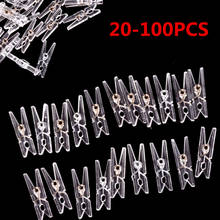 Hot! 20pcs/100pcs 25mm Mini Spring Clear Transparent Clips Clothes Photo Paper Peg Pin Clothespin Craft Clips Party Home Decor 2024 - buy cheap