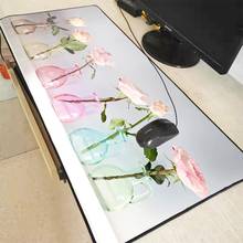 Xgz mouse pad rosa com vaso de flores, mousepad grande com borda de bloqueio, tapete para teclado, mesa para laptop, computador game, xxl 2024 - compre barato