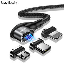 Twitch 90 Degree Magnetic Cable Micro USB Type C Charging Cable For iphone Samsung 3A Fast Magnet Charger Data Cable USB C Cord 2024 - купить недорого
