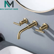 Brass Double Handle Wall Mounted Bathroom Faucets Sink Faucet Hot & Cold Water Taps Basin Mixer Brushed Gold Tap Set 2024 - buy cheap