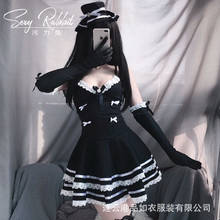 Vestido Sexy de estilo japonés Lolita para dama, traje de sirvienta de Cosplay gótico, falda de tirantes con volantes de encaje y manga abombada para fiesta 2024 - compra barato