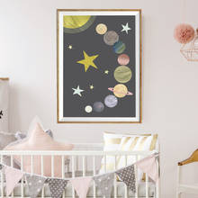 Solar System Poster Prints Kids Room Nursery Children Wall Art Decor Watercolor Cartoon Space Canvas Painting Planet Poster 2024 - buy cheap