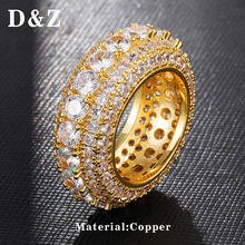 D & Z-Anillo de circonia cúbica brillante para hombre, accesorio de joyería de Color dorado, plateado, cobre con 5 filas, estilo Hip Hop 2024 - compra barato