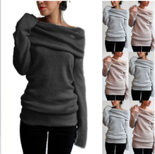 Zogaa 2020 moda feminina manga longa heap suéter senhoras gola fora do ombro magro sólidos blusas streetwear plus size 5xl 4xl 2024 - compre barato