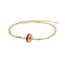 Lucky coin red round manguito pulseira 18k ouro em cobre com zircônia cúbica pedras para festa feminina moda jóias 2024 - compre barato