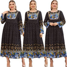 Женское длинное платье с принтом, Повседневное платье большого размера с вышивкой в Дубае 2024 - купить недорого