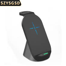 SZYSGSD-cargador inalámbrico Qi de 15W, estación de carga inalámbrica para iPhone 12, 11, XS, 12 Pro Max, Apple Watch, Airpods Pro, soporte 2024 - compra barato