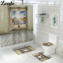 Animal Printed Shower Curtain Non Slip Bath Mat Bathroom Floor Rugs Absorbent Toilet Mat Microfiber Bathroom Foot Mat 2024 - buy cheap