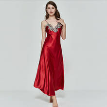 Fashion Women Sexy Lingerie V-neck Satin Lace night dress Elegant Sleeveless V Neck nightgown Nightwear Night gown Sleepwear 2024 - buy cheap