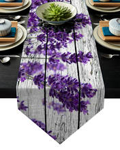 Toalha de mesa de jantar roxo lavanda placa madeira estilo vintage corredor de mesa moderno corredores para festa de casamento decorarion 2024 - compre barato