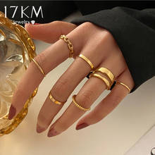 Punk ouro anéis de corrente larga conjunto para mulheres meninas moda irregular dedo fino anéis presente 2021 feminino jóias festa 2024 - compre barato