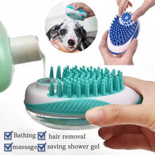Escova de banho 2 em 1 para animais de estimação, escova de massagem spa, banho, remoção de pelos, pente para cães, gatos, ferramenta de limpeza, suprimentos 2024 - compre barato