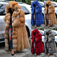 Fashion Long Winter Hooded Faux Fur Coat Loose Thick Warm  Artificial Fur Jacket Women Full Sleeve Outerwear Coats 2024 - buy cheap