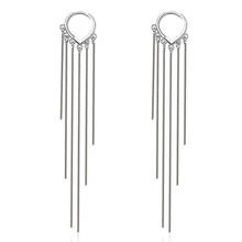 Pendientes colgantes con forma de corazón para mujer, aretes, cadena larga, borla, estilo coreano, aniversario, boda 2024 - compra barato