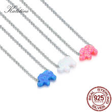 KALETINE Genuine 925 Sterling Silver Necklace White Blue Pink Opal Charm Elephant Pendant Necklace Women Cute Animal Jewelry 2024 - buy cheap