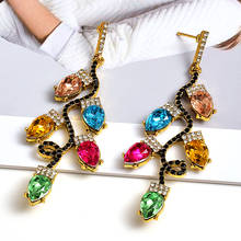 Brincos femininos grandes de metal coloridos, acessórios para joias de cristal vintage de alta qualidade 2024 - compre barato