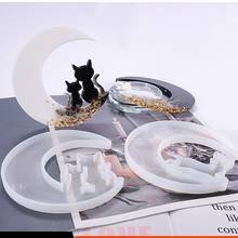 Molde de resina epoxi de cristal para gato, moldes de silicona de fundición de Luna para decoración artesanal, herramientas de fabricación de joyas de resina UV hechas a mano 2024 - compra barato